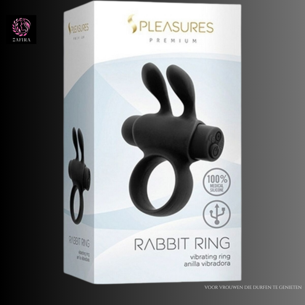 Cock Ring S Pleasures Rabbit Black